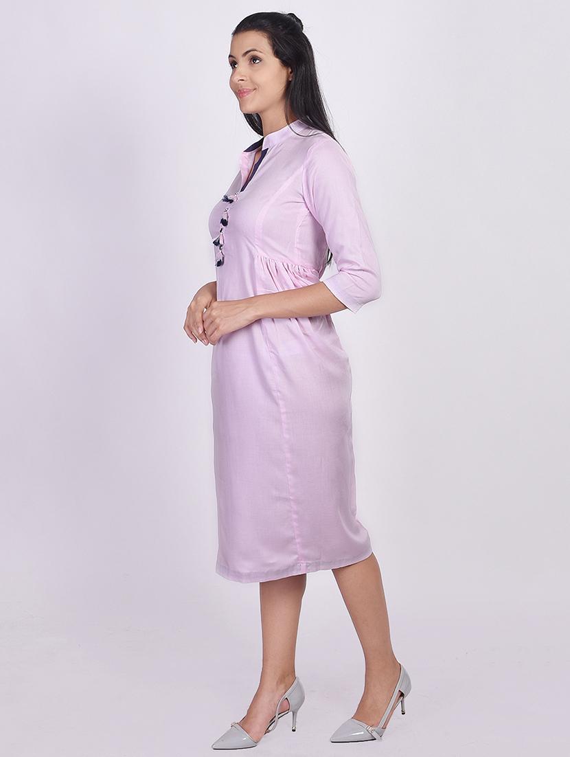 solid a-line ethnic dress - 17838095 - Zoom Image - 2