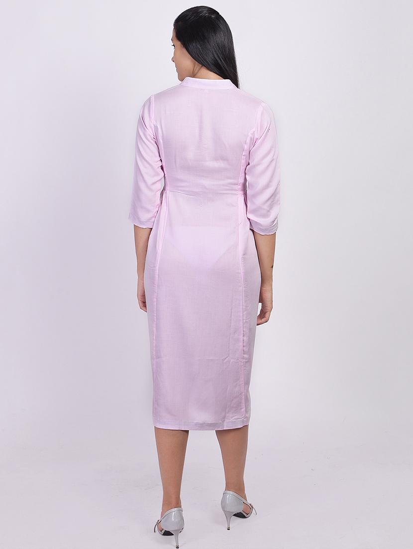 solid a-line ethnic dress - 17838095 - Zoom Image - 3