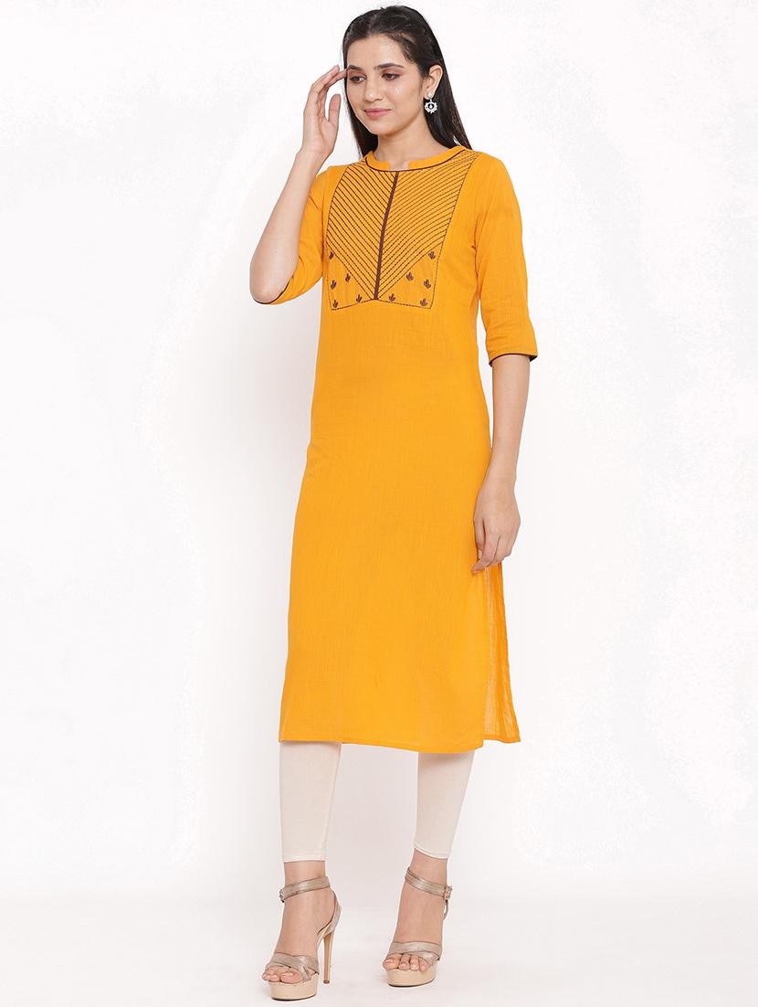 solid straight kurta - 17838106 - Zoom Image - 2