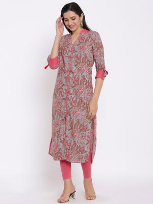 floral straight kurta - 17838110 - Standard Image - 2