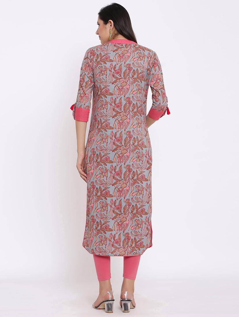 floral straight kurta - 17838110 - Zoom Image - 3