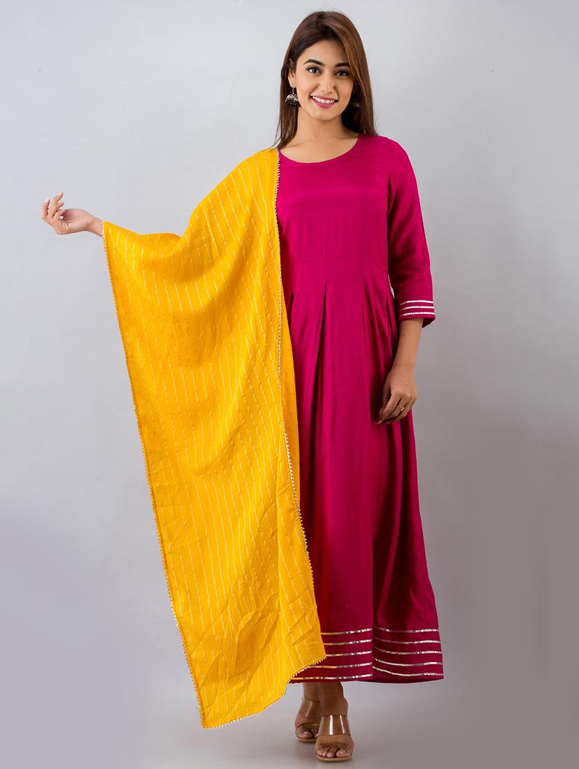 solid flared kurta - 17838122 - Zoom Image - 1