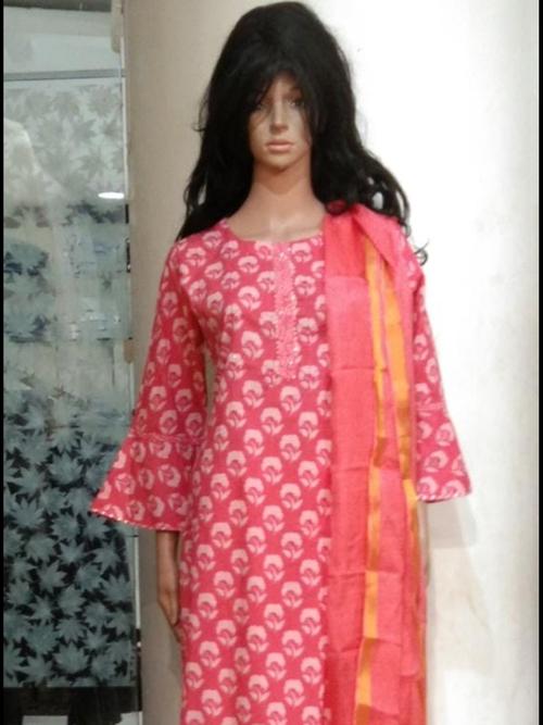 cotton kurti set red color printed - 17838206 - Standard Image - 1