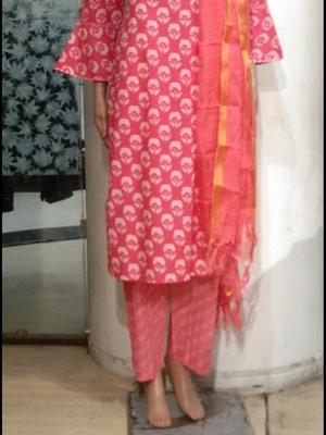 cotton kurti set red color printed - 17838206 - Standard Image - 2