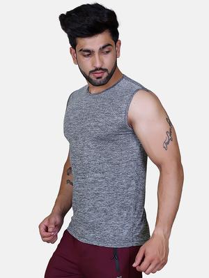 grey self design t-shirt - 17838936 - Standard Image - 2