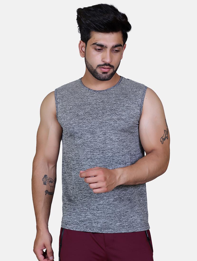 grey self design t-shirt - 17838936 - Zoom Image - 1