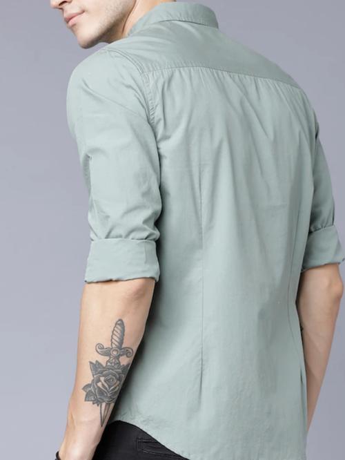 green cotton casual shirt - 17838960 - Standard Image - 1