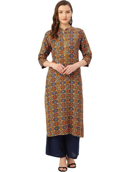 printed straight kurta - 17839014 - Standard Image - 1