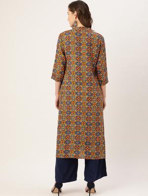 printed straight kurta - 17839014 - Standard Image - 3