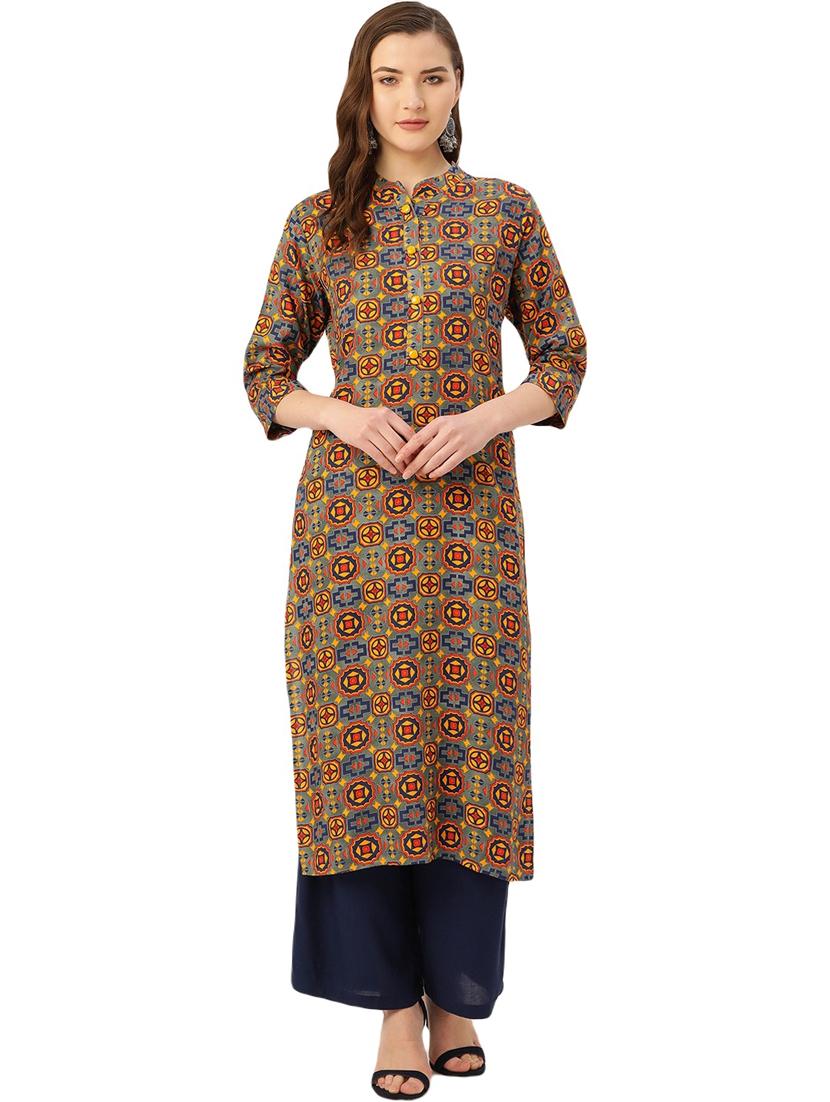 printed straight kurta - 17839014 - Zoom Image - 1