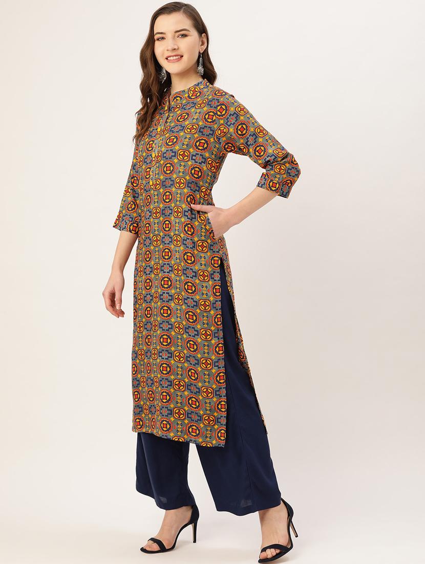 printed straight kurta - 17839014 - Zoom Image - 2