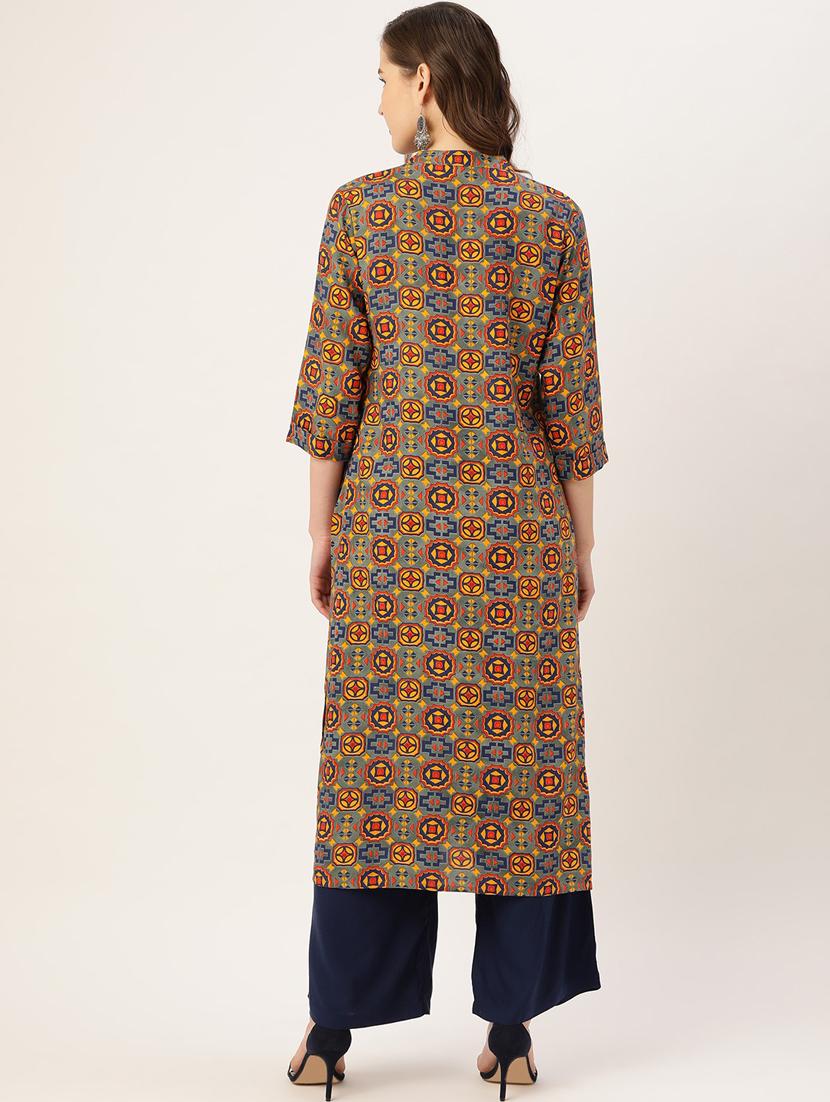printed straight kurta - 17839014 - Zoom Image - 3