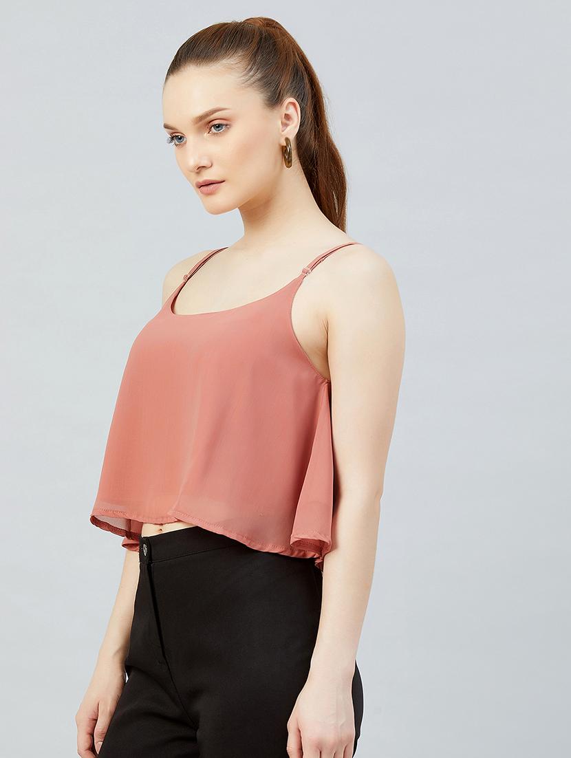 cami neck solid crop top - 17839143 - Zoom Image - 2