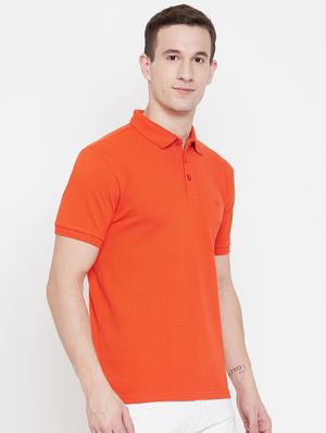 orange solid polo t-shirt - 17839209 - Standard Image - 2