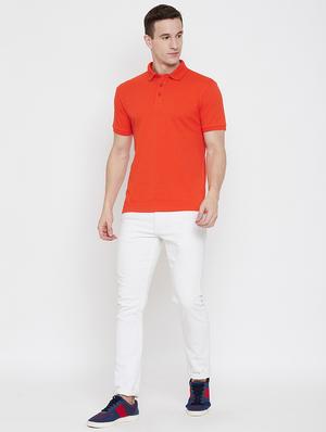 orange solid polo t-shirt - 17839209 - Standard Image - 4