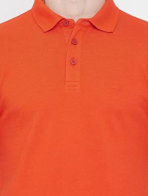 orange solid polo t-shirt - 17839209 - Standard Image - 5