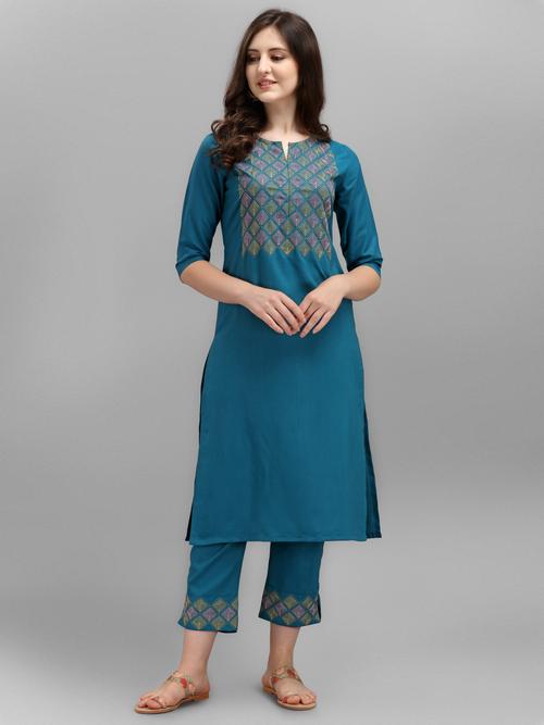 embroidered kurti with pants care instructions - 17839243 - Standard Image - 1