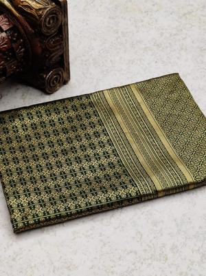 dark green color pure banarasi silk - 17839334 - Standard Image - 5