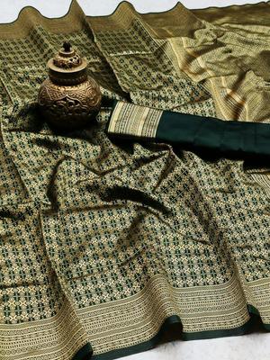 dark green color pure banarasi silk - 17839334 - Standard Image - 6