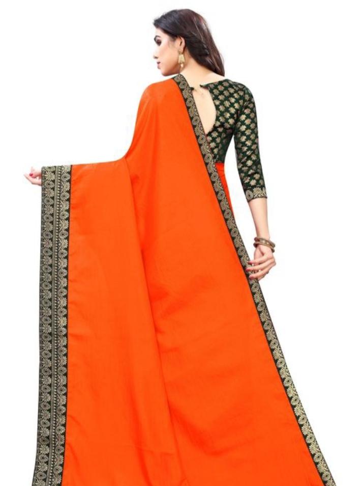 orange cotton saree - 17839353 - Zoom Image - 2
