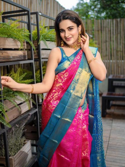 pink and blue color kanjeevaram silk - 17839440 - Standard Image - 1