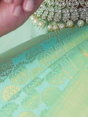 light green color banarasi silk saree - 17839458 - Standard Image - 5