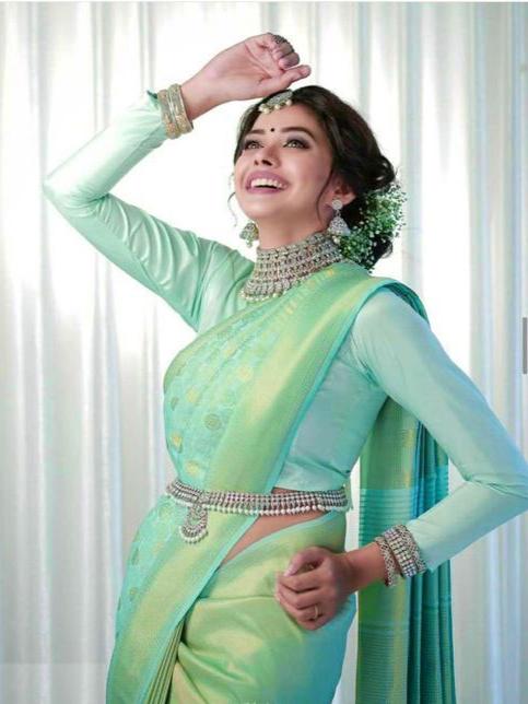 light green color banarasi silk saree - 17839458 - Zoom Image - 2