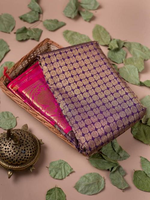 purple color kanjeevaram silk saree for - 17839465 - Very Small Image - 1
