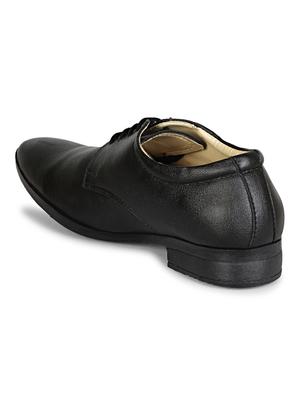 black synthetic & mesh laceup derbies - 17839481 - Standard Image - 3