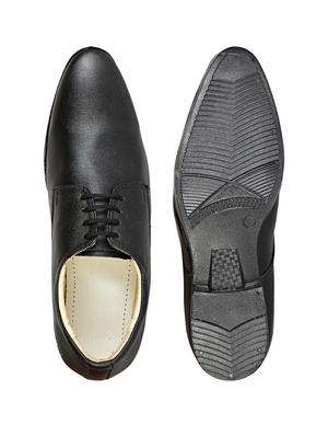 black synthetic & mesh laceup derbies - 17839481 - Standard Image - 5
