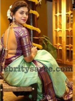 green & purple color soft banarasi - 17839522 - Standard Image - 3
