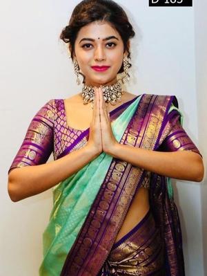 green & purple color soft banarasi - 17839522 - Standard Image - 5