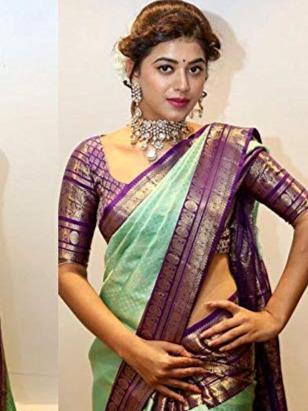 green & purple color soft banarasi - 17839522 - Zoom Image - 4