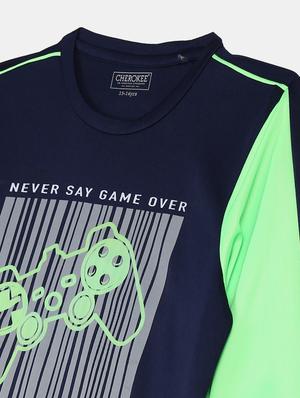 navy blue printed t-shirt - 17839606 - Standard Image - 3