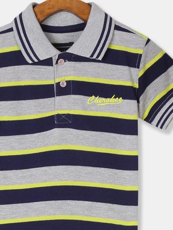 polo neck striped t-shirt - 17840053 - Zoom Image - 3