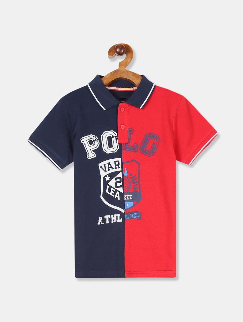 polo neck color block t-shirt - 17840064 - Zoom Image - 1