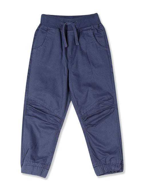 navy blue solid joggers trouser - 17840228 - Standard Image - 1