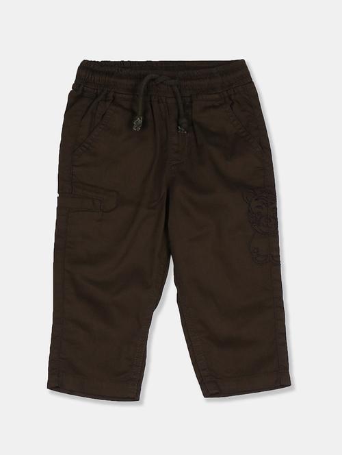 brown solid chinos trouser - 17840311 - Standard Image - 1