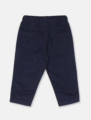 navy blue solid chinos trouser - 17840416 - Standard Image - 2