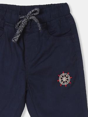 navy blue solid chinos trouser - 17840416 - Standard Image - 3