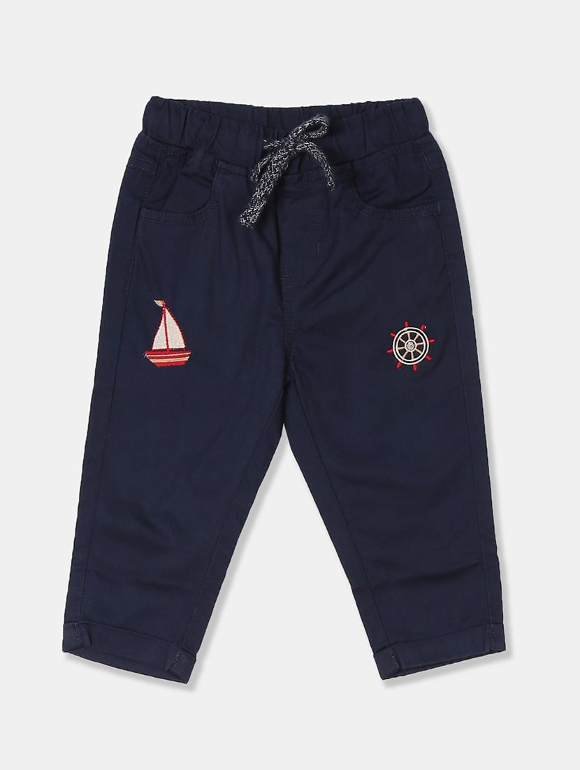 navy blue solid chinos trouser - 17840416 - Zoom Image - 1