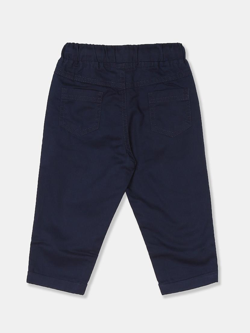 navy blue solid chinos trouser - 17840416 - Zoom Image - 2