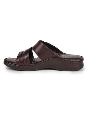 red nubuck leather slip on sandals - 17840618 - Standard Image - 3