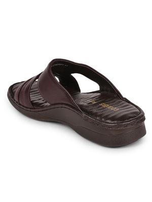 red nubuck leather slip on sandals - 17840618 - Standard Image - 4