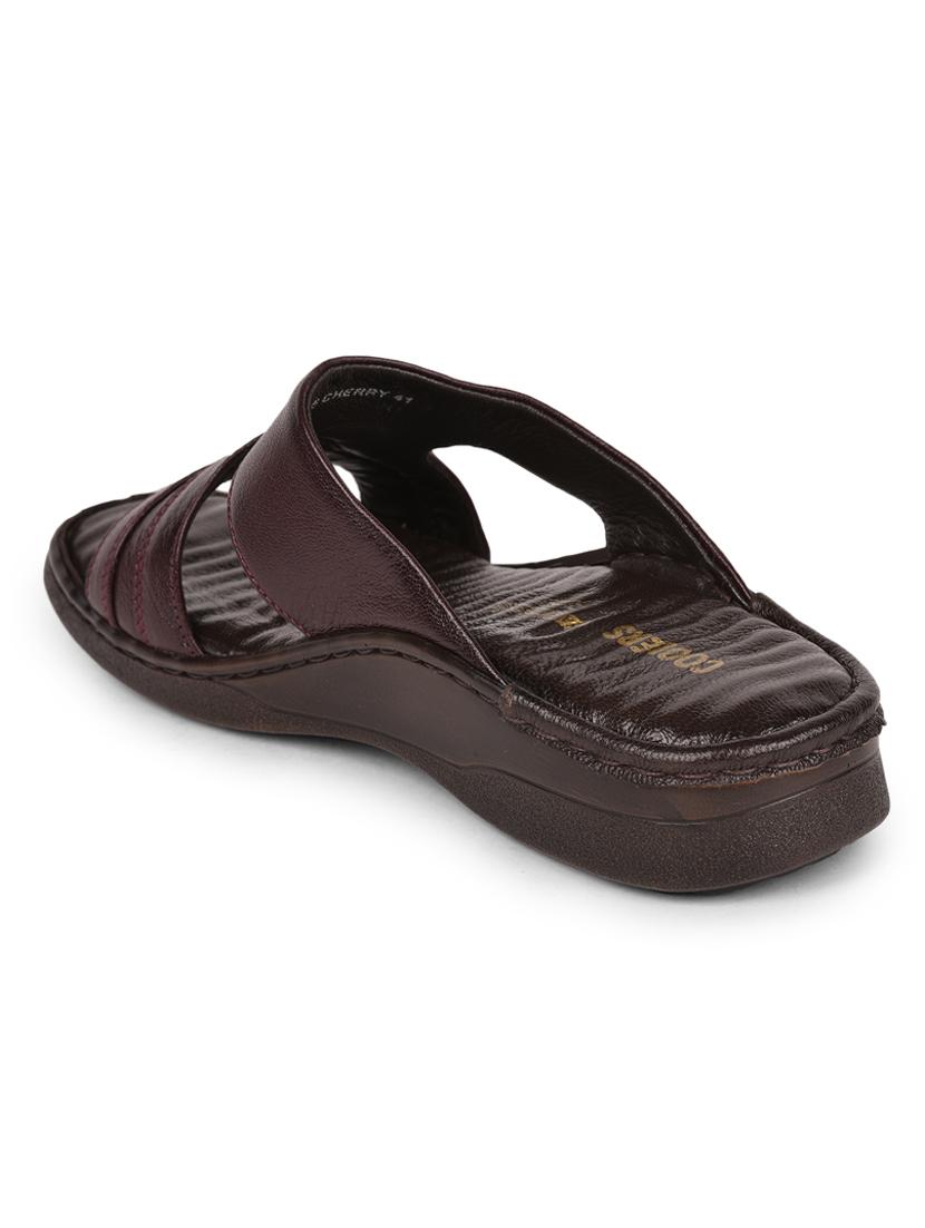 red nubuck leather slip on sandals - 17840618 - Zoom Image - 4