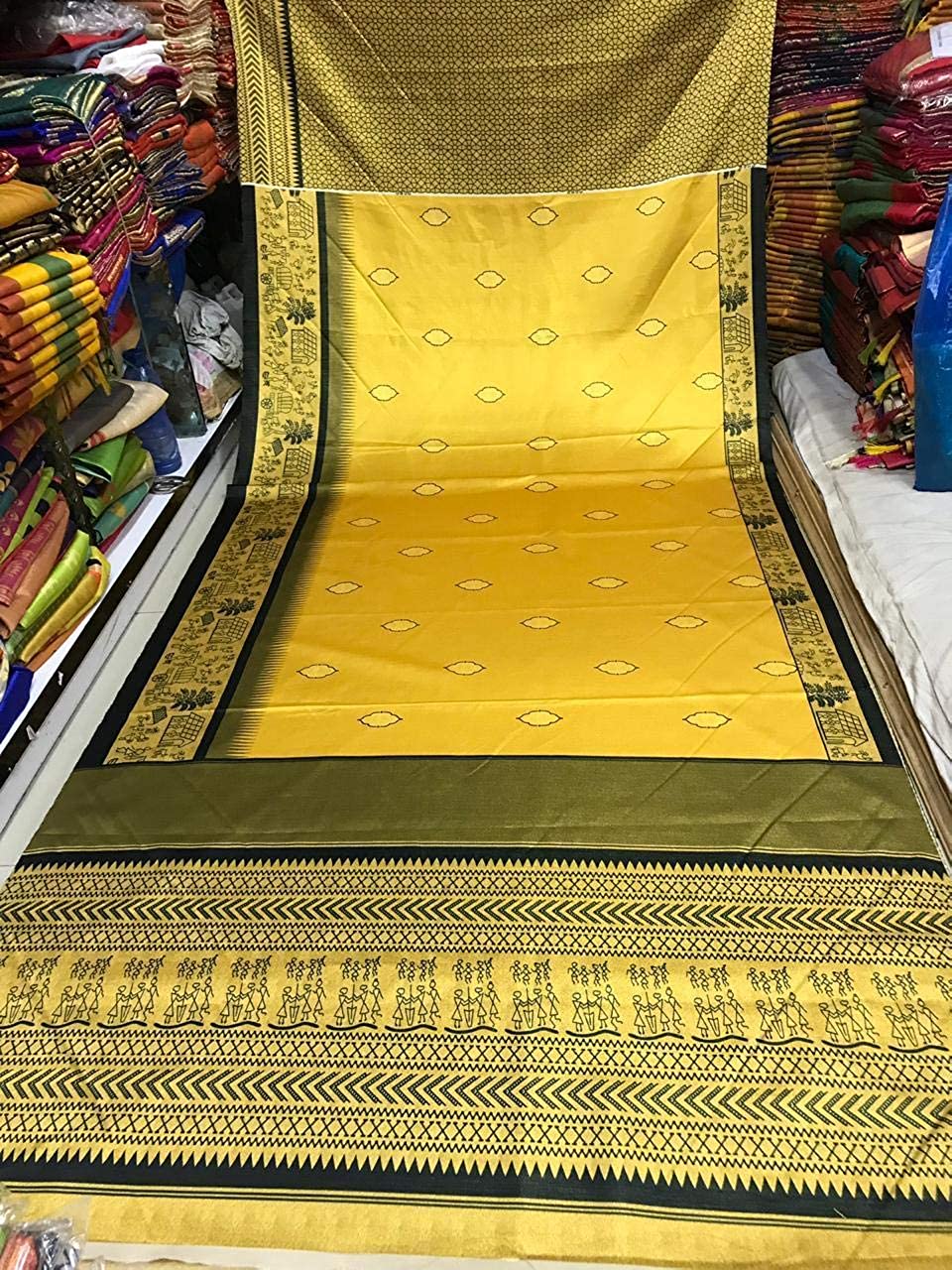 yellow & black color banarasi silk - 17840741 - Zoom Image - 5