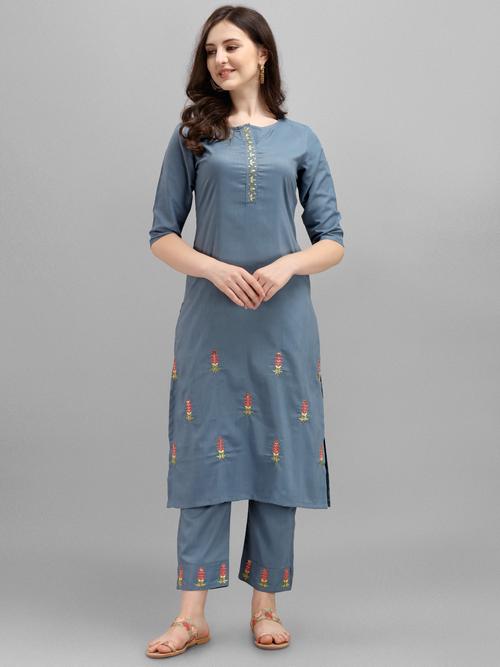 women's embroidered kurta with pants care - 17840798 - Standard Image - 1