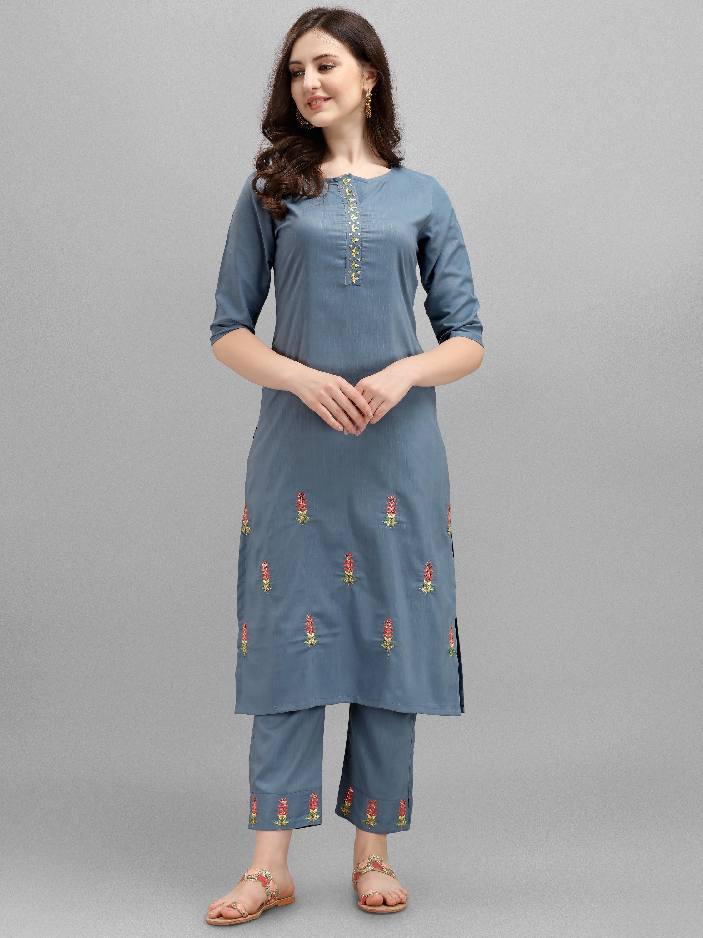 women's embroidered kurta with pants care - 17840798 - Zoom Image - 1