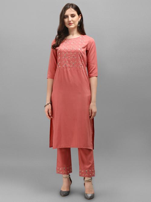 women's embroidered kurta with pants care - 17840801 - Standard Image - 1
