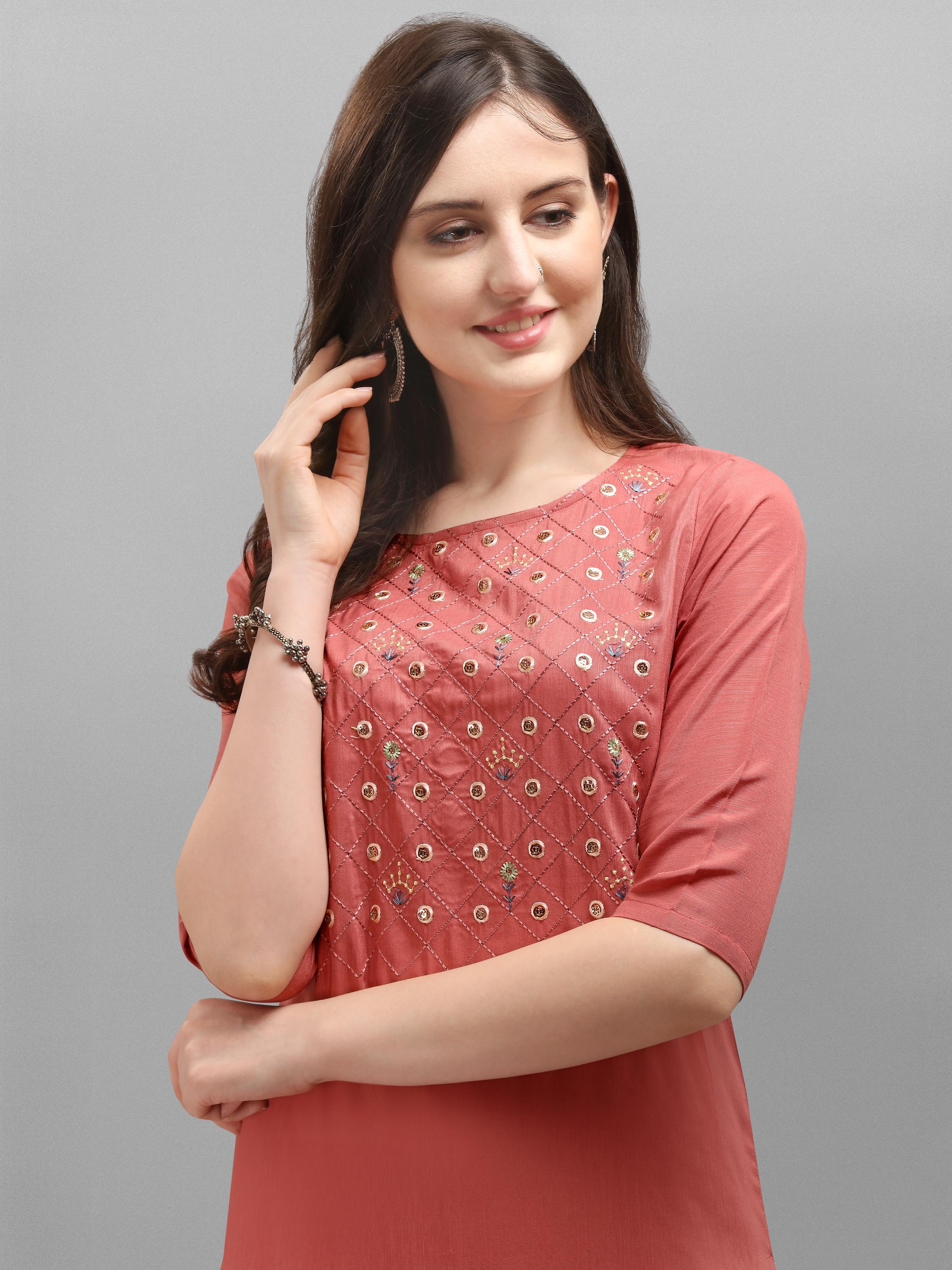 women's embroidered kurta with pants care - 17840801 - Zoom Image - 2